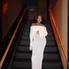 Elegant Hollowed-Out Neck Long Knitted Dress