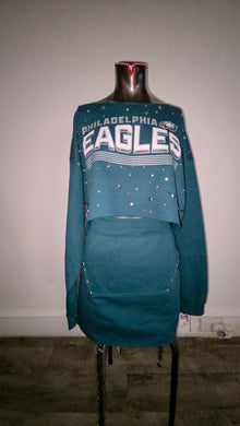 Philadelphia Eagles Blinged-Out 2-Piece Skirt Set – Upcycled & Hand-Embellished